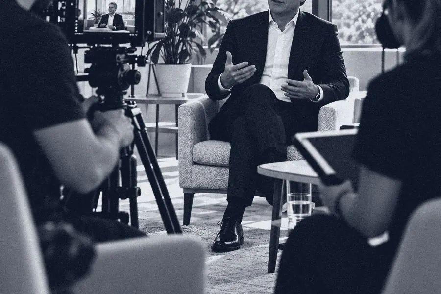Tournage d'une interview