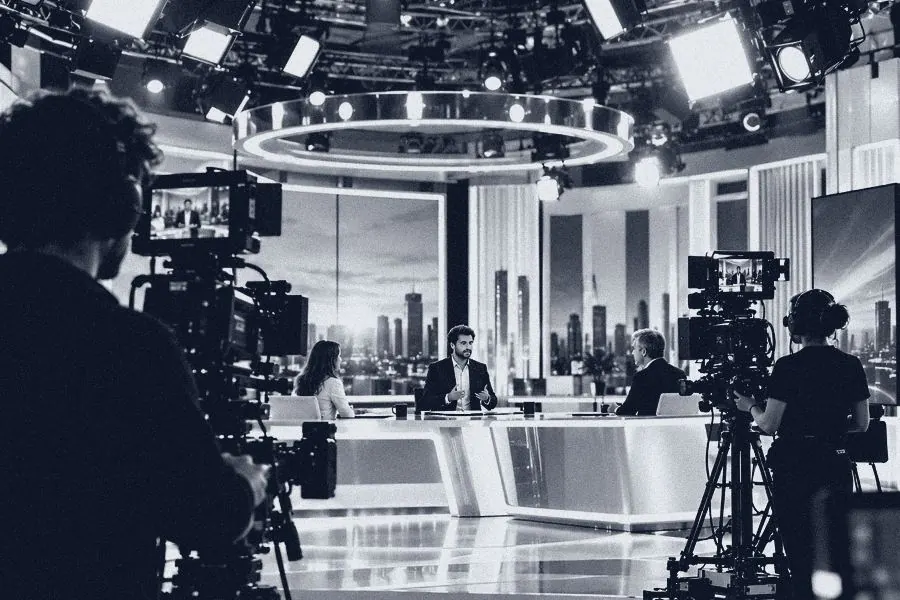 Plateau de télévision éclairé
